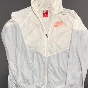 Nike kids XL 10-12 Colorblock Windbreaker Jacket White Light Gray